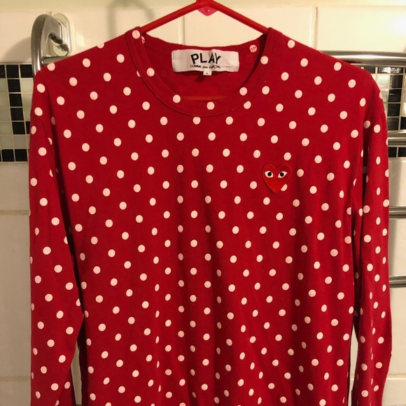 cdg long sleeve polka dot